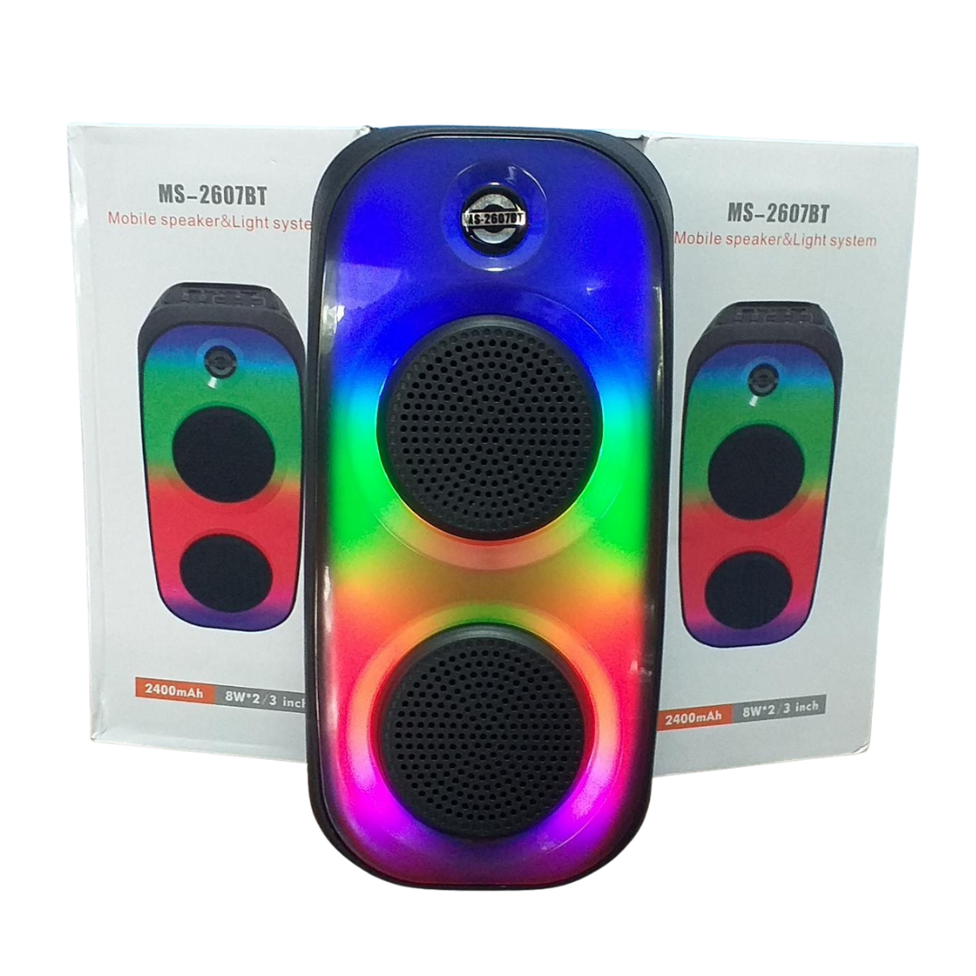 Parlante Recargable MS-2607BT – Bluetooth, USB, TF, FM y Luces RGB