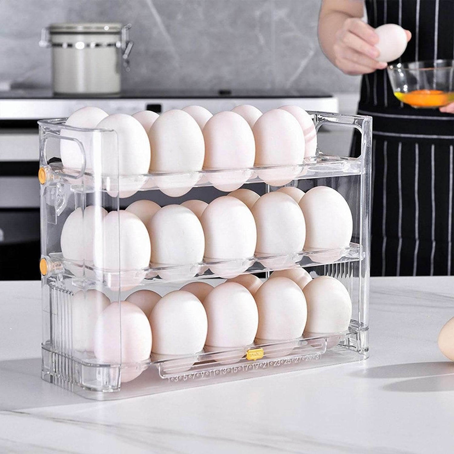 Organizador de Huevos para Nevera - Capacidad 30 Unidades, Base Antideslizante y Diseño Moderno - INOTEK s.a.s