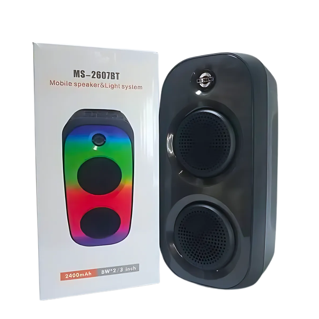 Parlante Recargable MS-2607BT – Bluetooth, USB, TF, FM y Luces RGB