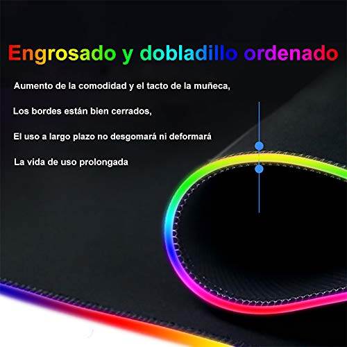 Mouse Pad Gamer RGB Seisa 20×35 cm – Iluminación Multicolor y Base Antideslizante - INOTEK s.a.s