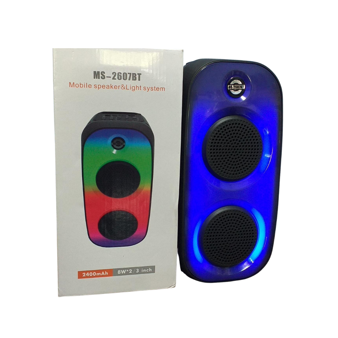 Parlante Recargable MS-2607BT – Bluetooth, USB, TF, FM y Luces RGB