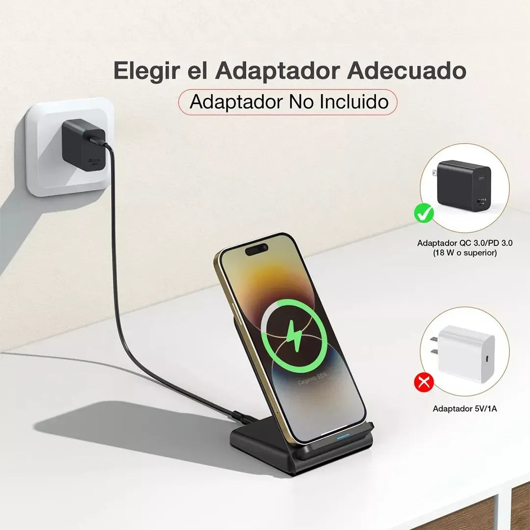 ⚡ Cargador Inalámbrico 1Hora GAR157 15W | Carga Rápida Qi