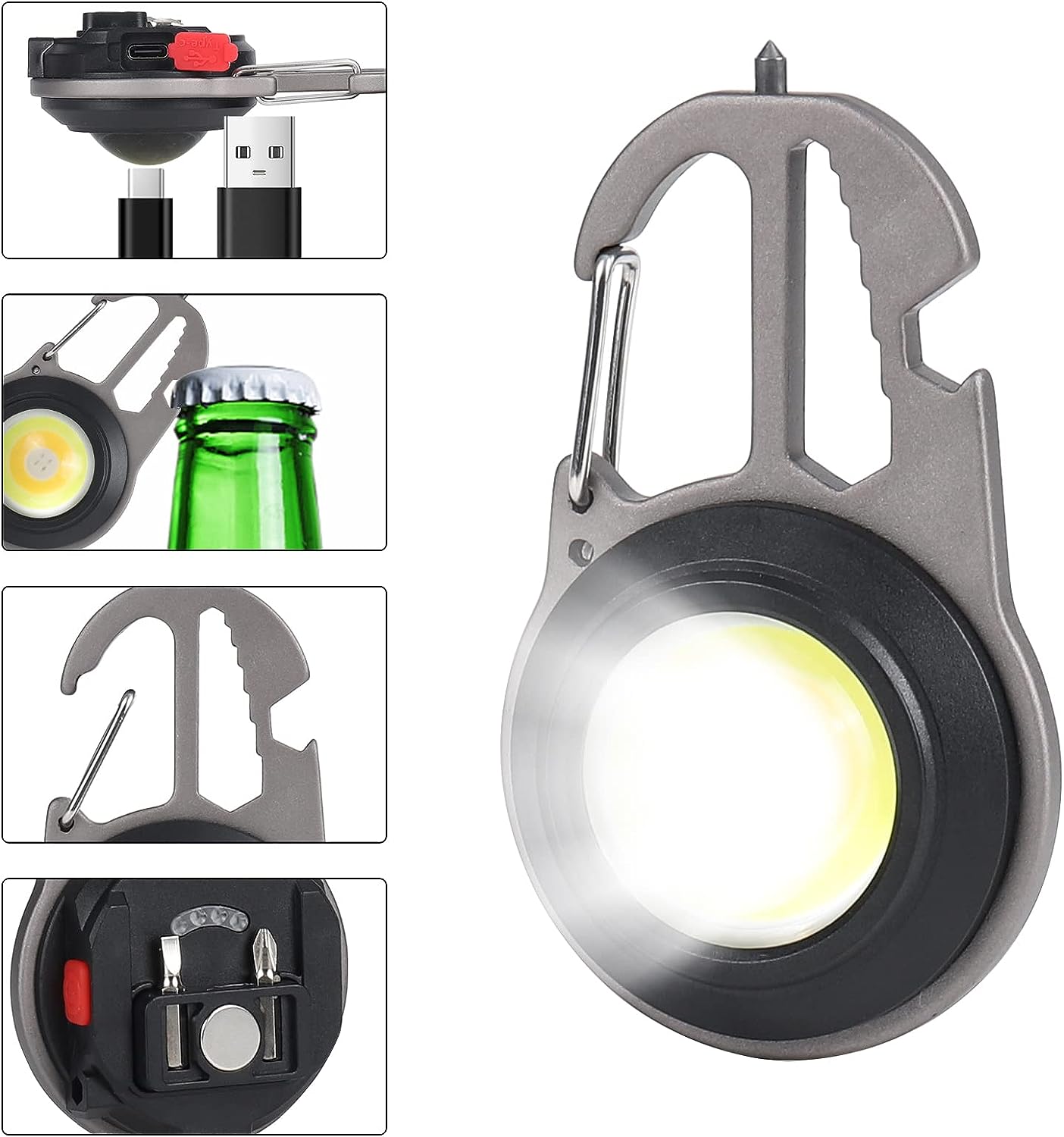 Mini Portable Pocket Flashlight Keychain - Multifunctional and Rechargeable with 4 Light Modes