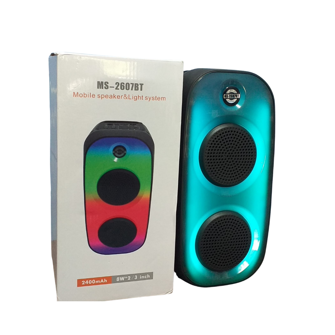 Parlante Recargable MS-2607BT – Bluetooth, USB, TF, FM y Luces RGB