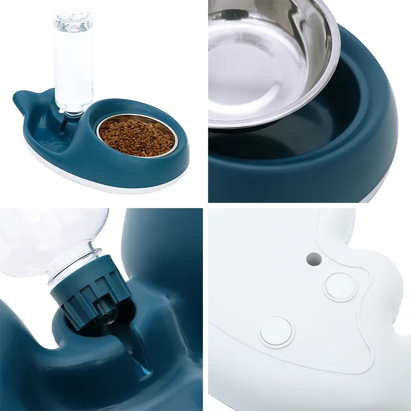 Plato tazón mascotas dispensador de agua - Bebedero cola de pez