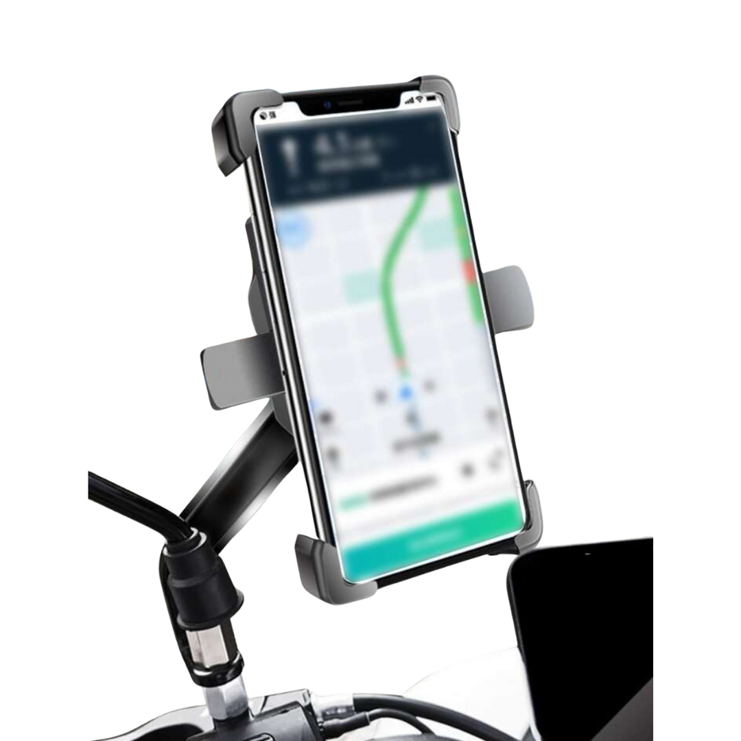 Soporte Metálico para Celular en Moto – Instalación en Espejo Retrovisor (Lado Izquierdo)