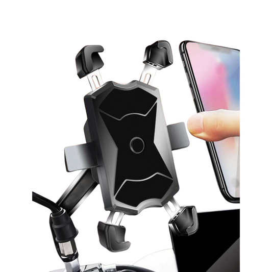 Soporte Metálico para Celular en Moto modelo S | Instalación en Espejo Retrovisor (Lado Izquierdo)