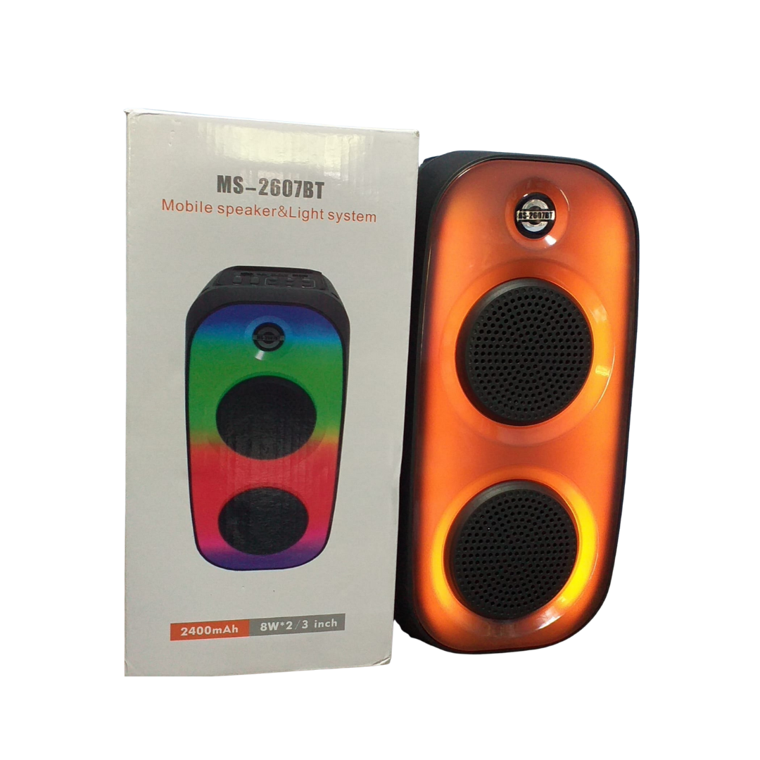 Parlante Recargable MS-2607BT – Bluetooth, USB, TF, FM y Luces RGB