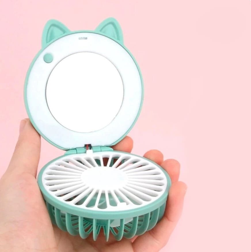 Ventilador mini con espejo redondo