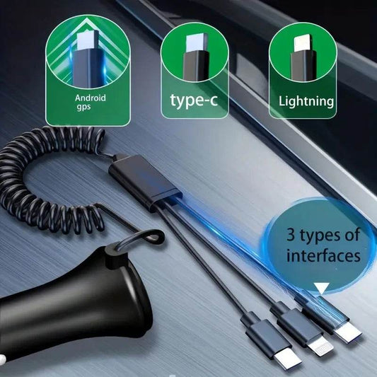 Cargador de CARRO Tranyoo de Tres Puntas 30W – Carga Súper Rápida para Todos tus Dispositivos - INOTEK s.a.s