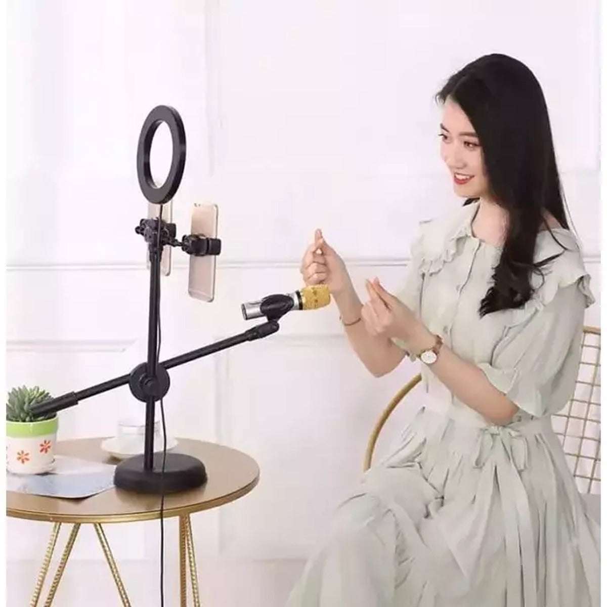 Aro de Luz con Soporte para Celular y Micrófono | SOPORTE M16
