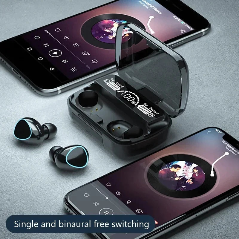 Audifonos inalámbricos Bluetooth M10 | con visualización de carga LED - negros
