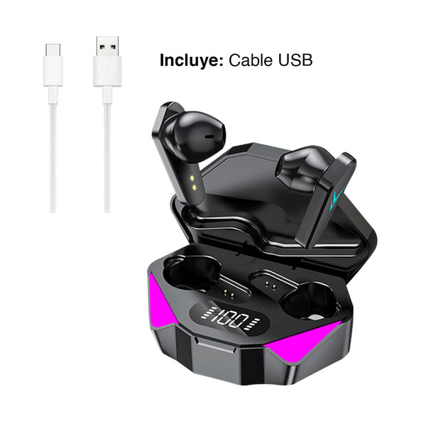Audífonos Inalámbricos X15 RGB | Sonido Envolvente, Control Táctil y Caja con Pantalla LED