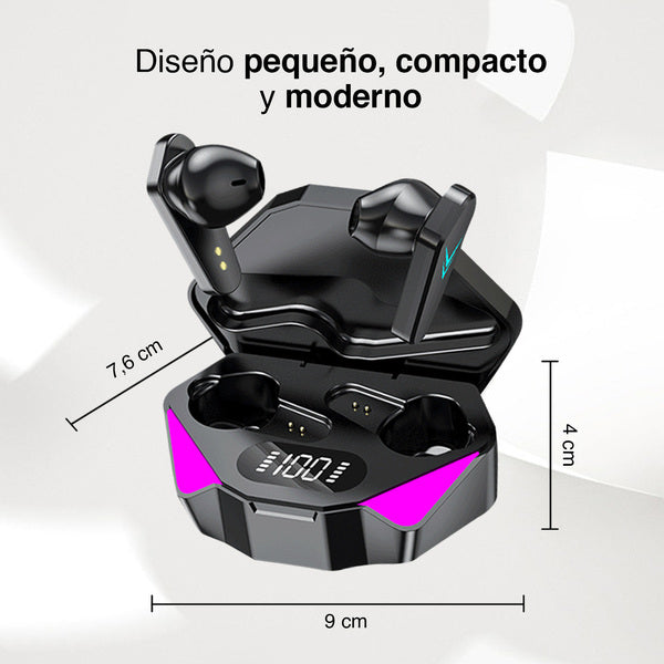 Audífonos Inalámbricos X15 RGB | Sonido Envolvente, Control Táctil y Caja con Pantalla LED