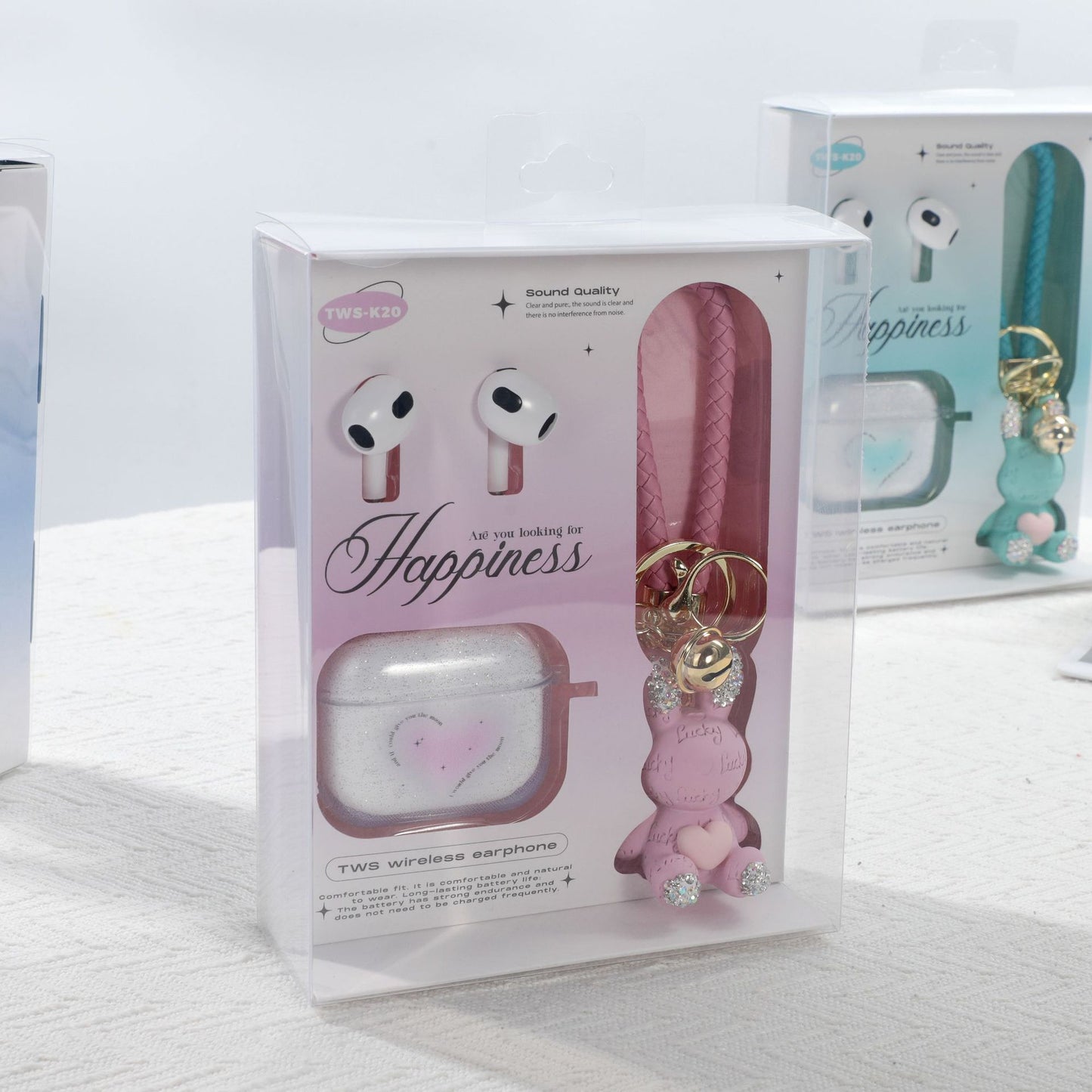 Auriculares Inalámbricos TWS K20 Happiness | Bluetooth Estable, Sonido Envolvente y Estuche con Llavero Decorativo