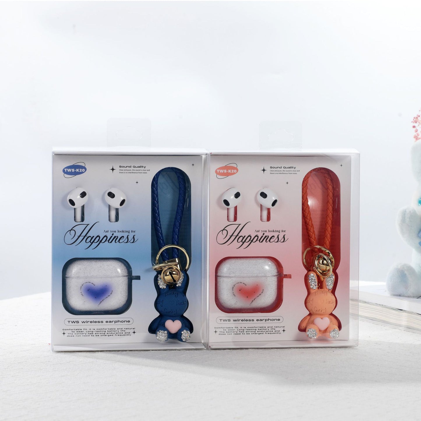 Auriculares Inalámbricos TWS K20 Happiness | Bluetooth Estable, Sonido Envolvente y Estuche con Llavero Decorativo