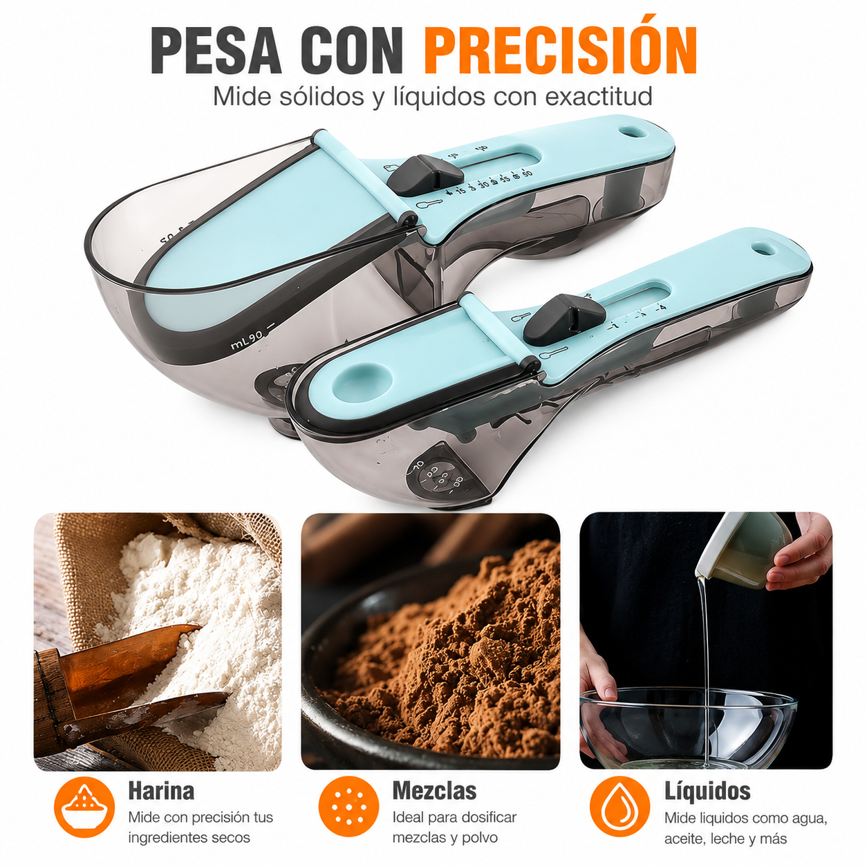 Cucharas Medidoras Ajustables x2 para Cocina | Medición Precisa