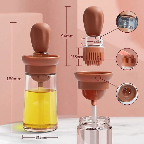 Dispensador De Aceite De Vidrio Con Brocha De Silicona - 180 ml