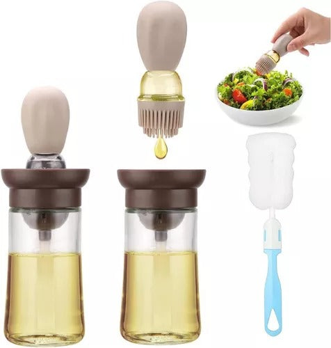 Dispensador De Aceite De Vidrio Con Brocha De Silicona - 180 ml