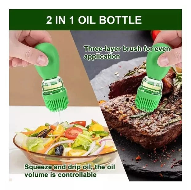 Dispensador De Aceite De Vidrio Con Brocha De Silicona - 180 ml