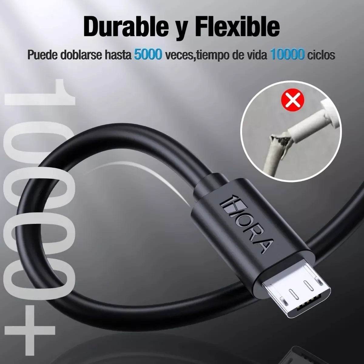 Cable V8 Micro Usb 1hora 2.1a Uso Rudo Cab236 - INOTEK s.a.s