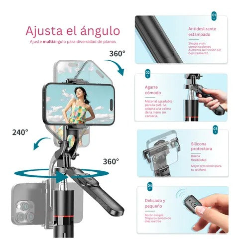 Trípode Inalámbrico F16 para Selfie con Control Bluetooth y Soporte Extensible