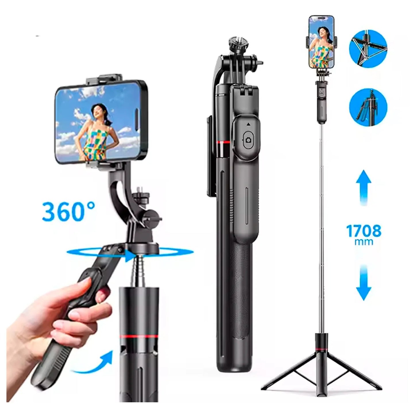 Trípode Inalámbrico F16 para Selfie con Control Bluetooth y Soporte Extensible