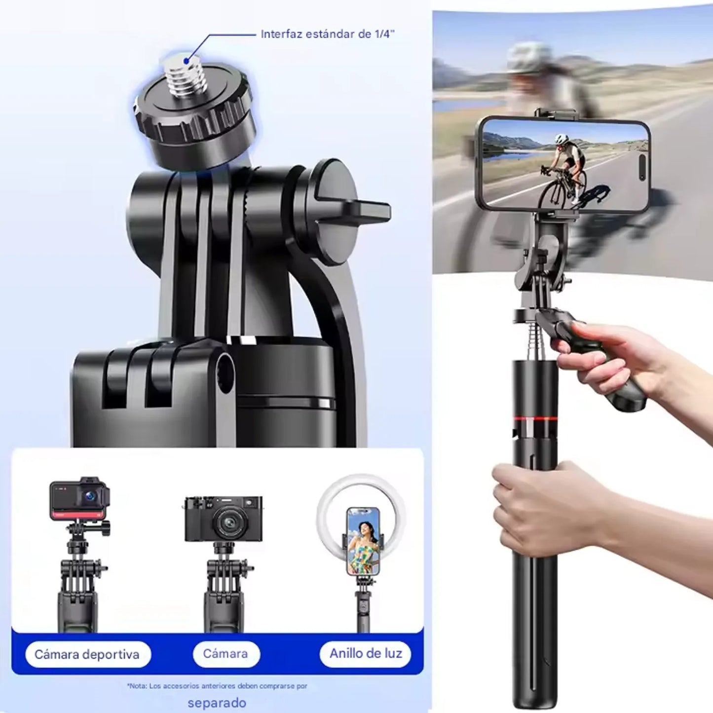 Trípode Inalámbrico F16 para Selfie con Control Bluetooth y Soporte Extensible