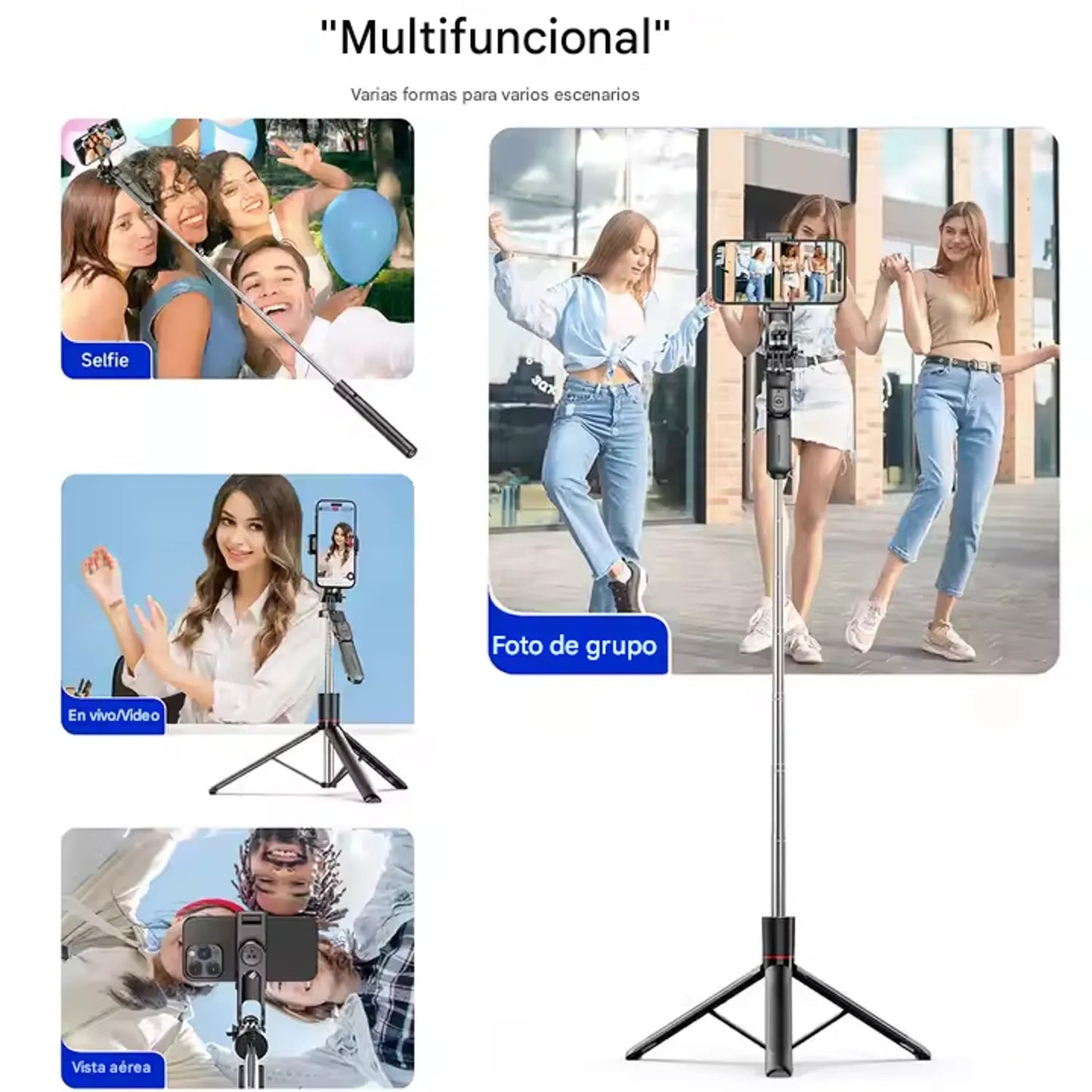 Trípode Inalámbrico F16 para Selfie con Control Bluetooth y Soporte Extensible