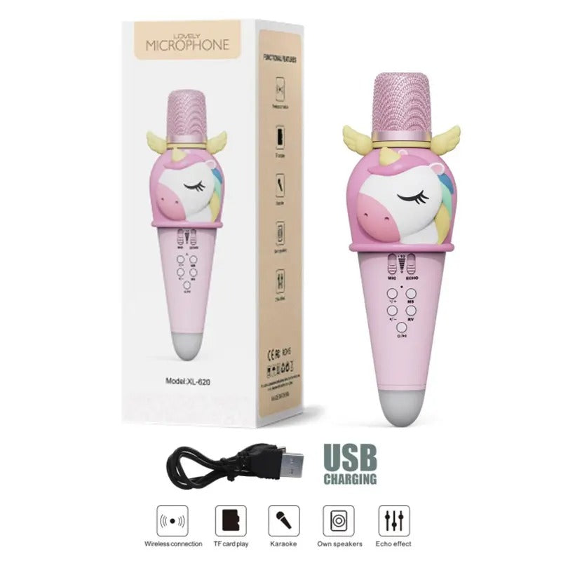 Micrófono Karaoke Infantil Inalámbrico con Parlante Integrado – Diseño de Unicornio