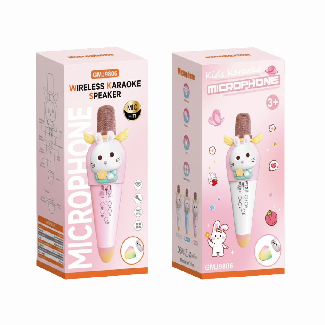 Micrófono Karaoke Infantil Inalámbrico – GMJ9806 Diseño de Conejo