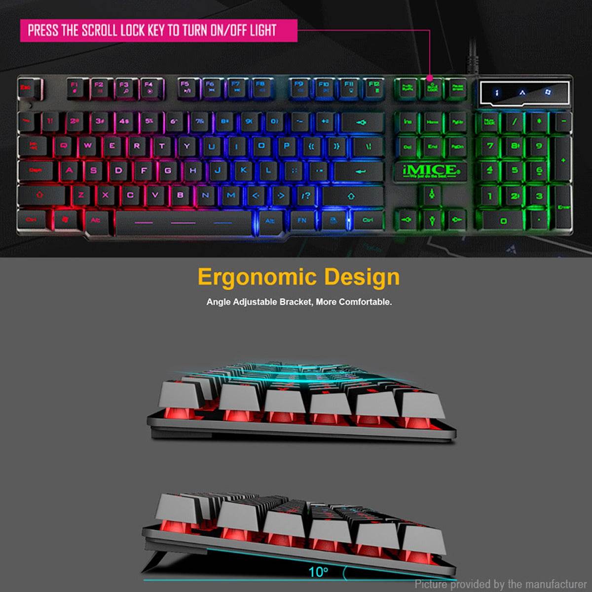 Combo Teclado KM-680 con Mouse Óptico | Luces RGB y Diseño Ergonómico para Máximo Rendimiento - INOTEK s.a.s