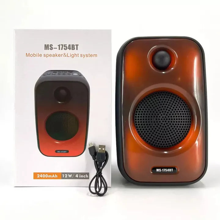 Parlante Portátil MS-1754BT | 4” Altavoz, 8W, Bluetooth 5.0, TF/USB/FM y Luces LED