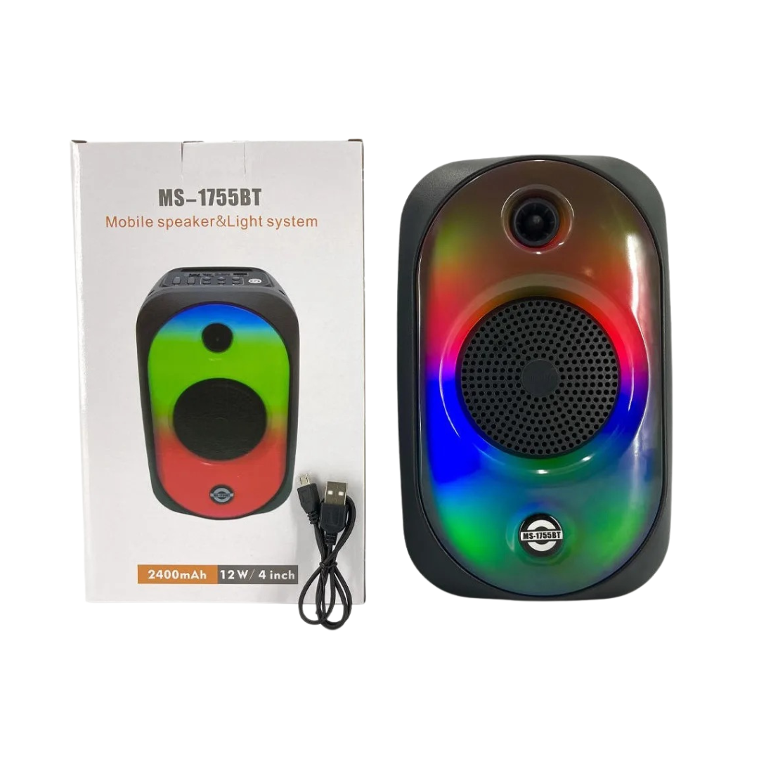 Parlante Portátil MS-1755BT | 10W, Altavoz 4”, Luz LED y Bluetooth 5.0