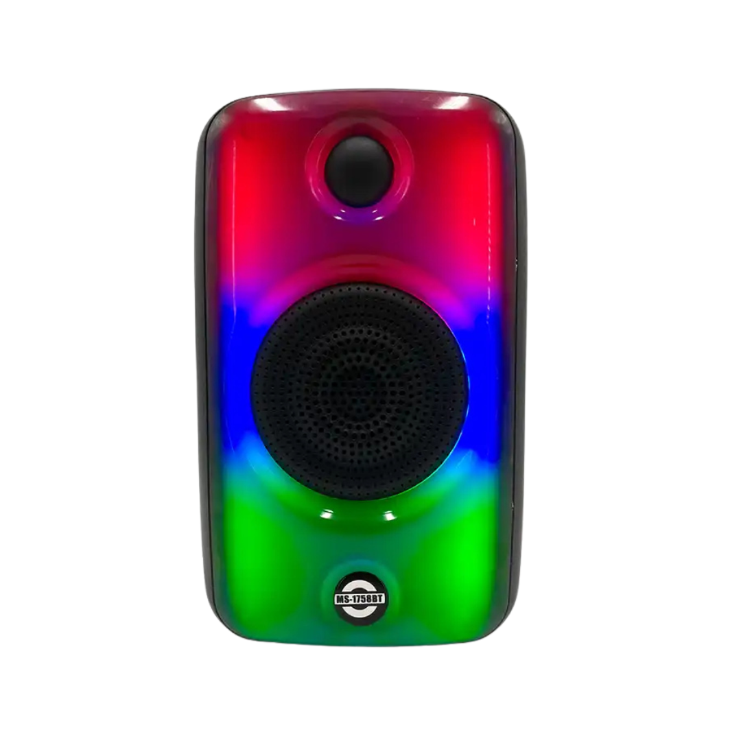 Parlante Portátil Karaoke MS-1758BT | con Micrófono, Bluetooth, Luces RGB y Altavoz de 4″
