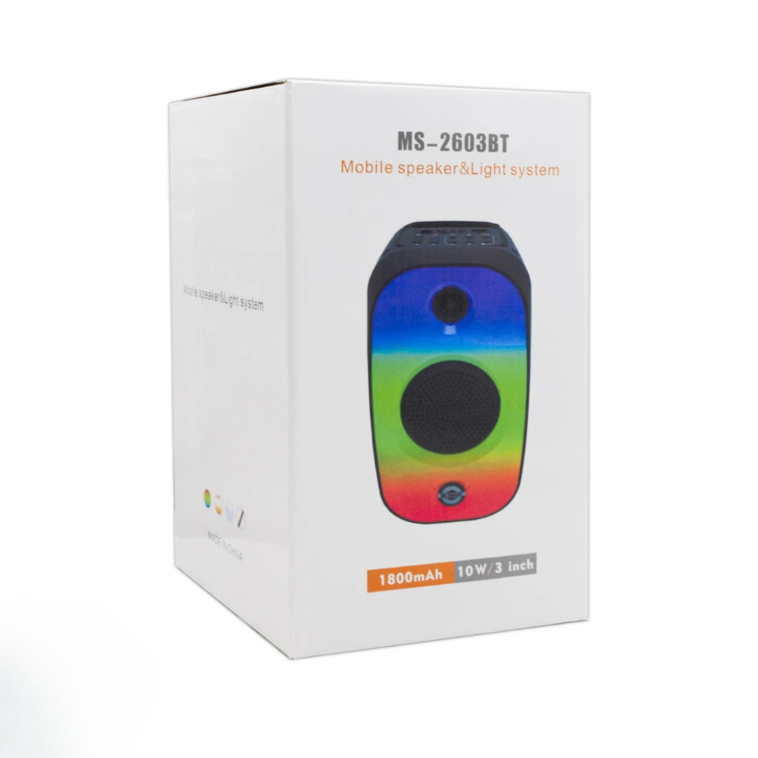 MS-2603BT – Parlante Compacto con 10W de Potencia y Luces LED Decorativas