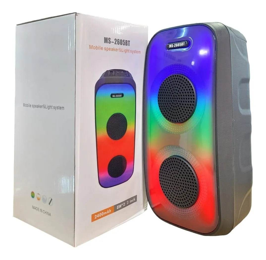 Parlante Bluetooth Portátil MS-2605BT – Sonido Potente 8W, Luces y Conectividad Completa - INOTEK s.a.s