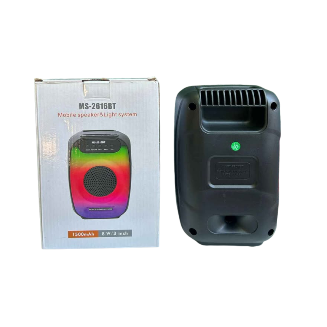 Parlante Portátil Bluetooth MS-2616BT | Sonido Potente, Graves Profundos y Luces LED