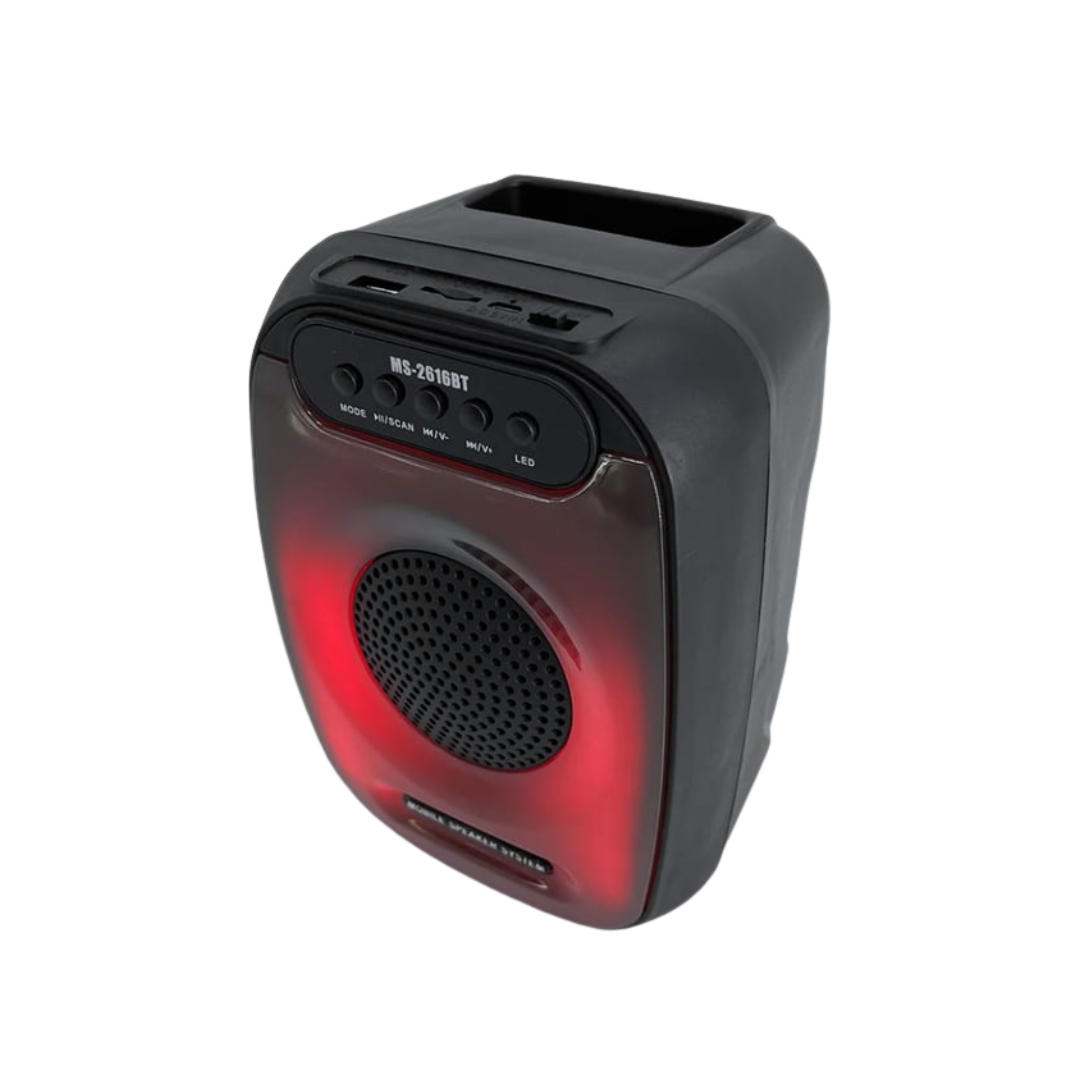 Parlante Portátil Bluetooth MS-2616BT | Sonido Potente, Graves Profundos y Luces LED