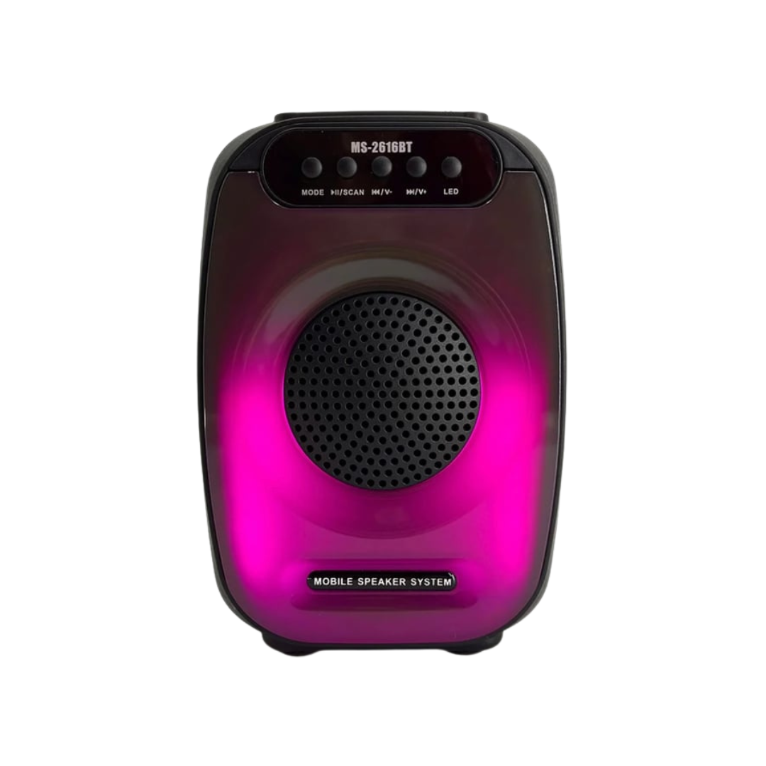 Parlante Portátil Bluetooth MS-2616BT | Sonido Potente, Graves Profundos y Luces LED