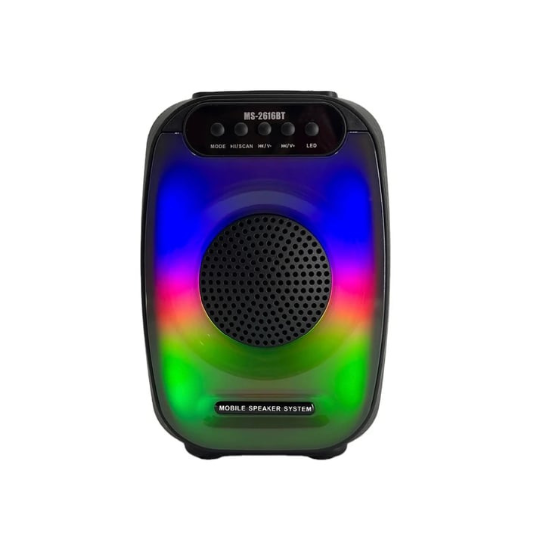 Parlante Portátil Bluetooth MS-2616BT | Sonido Potente, Graves Profundos y Luces LED