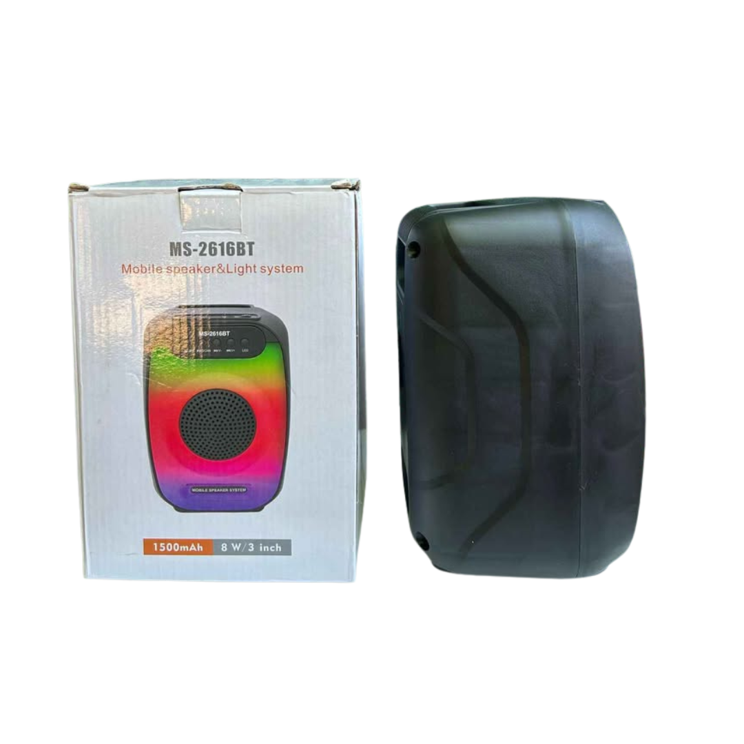 Parlante Portátil Bluetooth MS-2616BT | Sonido Potente, Graves Profundos y Luces LED