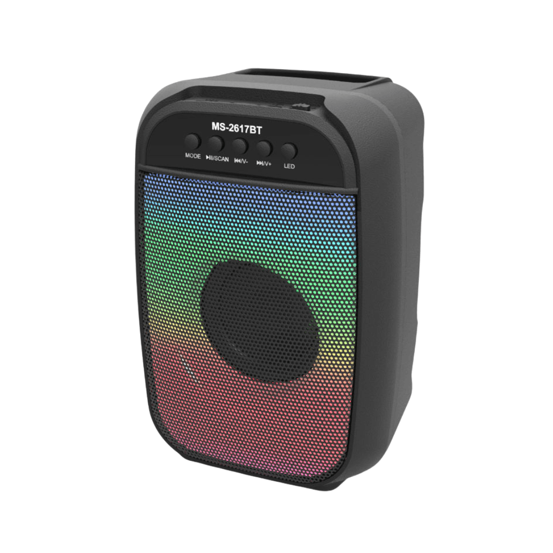 Parlante Portátil Bluetooth MS-2617BT – Sonido Potente, Efectos Flame Light | USB,TF Card y Radio FM - INOTEK s.a.s