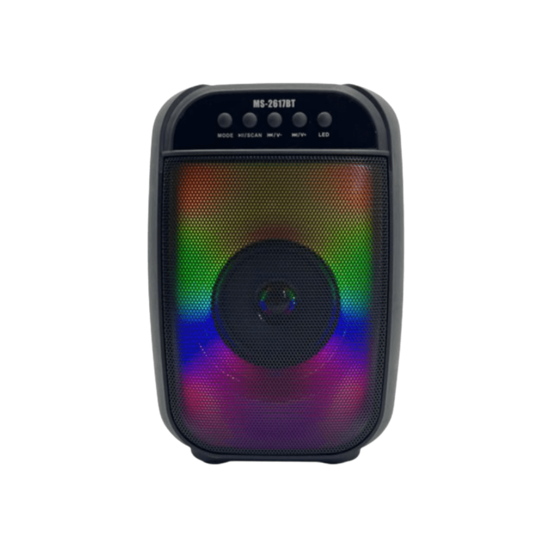 Parlante Portátil Bluetooth MS-2617BT – Sonido Potente, Efectos Flame Light | USB,TF Card y Radio FM - INOTEK s.a.s