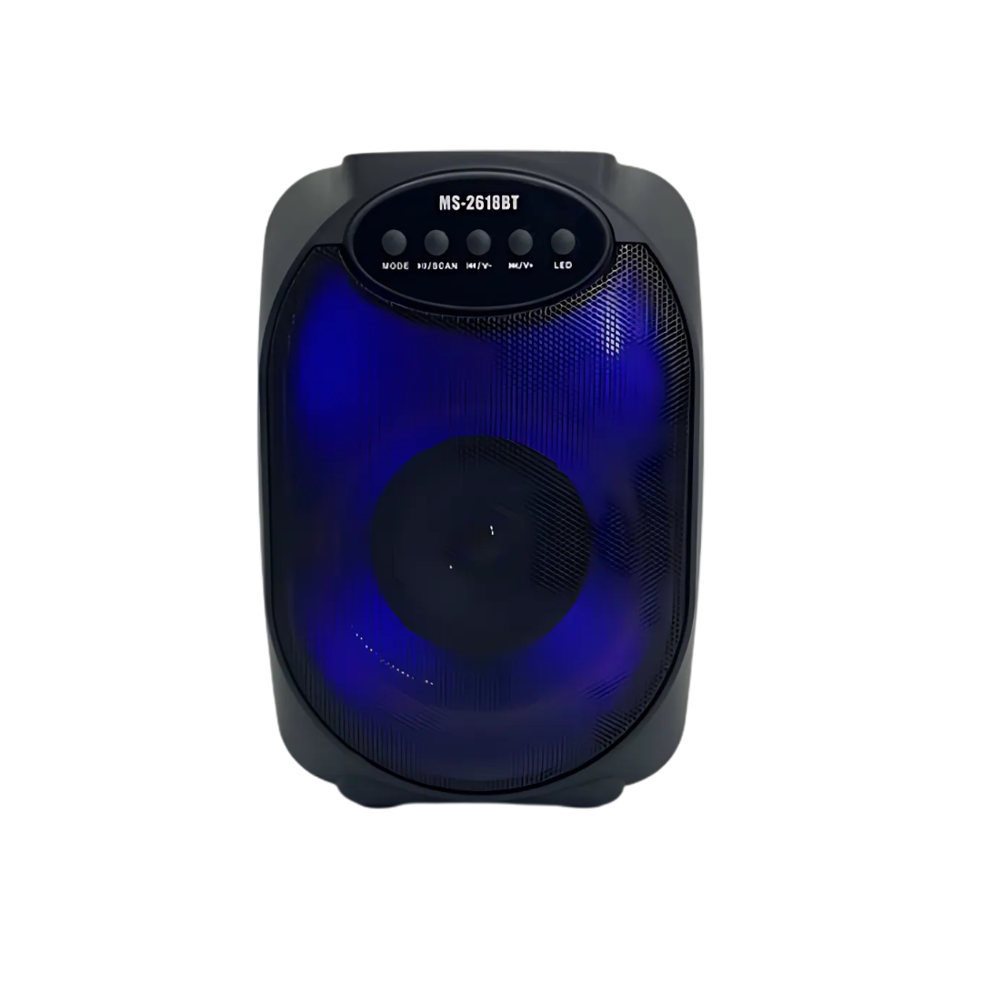 Parlante Portátil Bluetooth MS-2618BT – 8W, Luces LED Dinámicas y Conectividad Completa