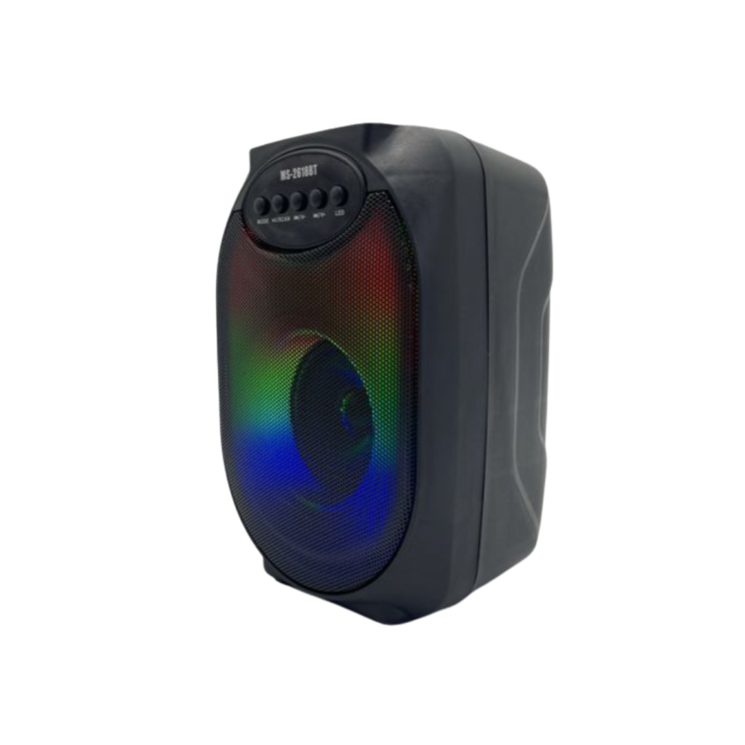 Parlante Portátil Bluetooth MS-2618BT – 8W, Luces LED Dinámicas y Conectividad Completa