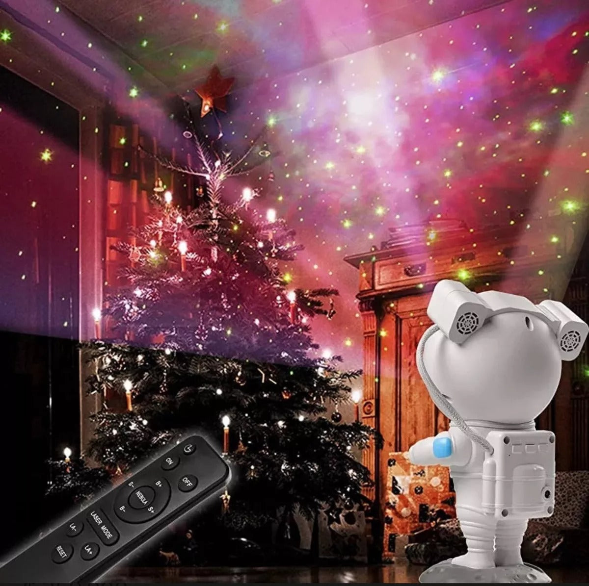 Proyector de Galaxia y Estrellas de Astronauta con luz nocturna y control