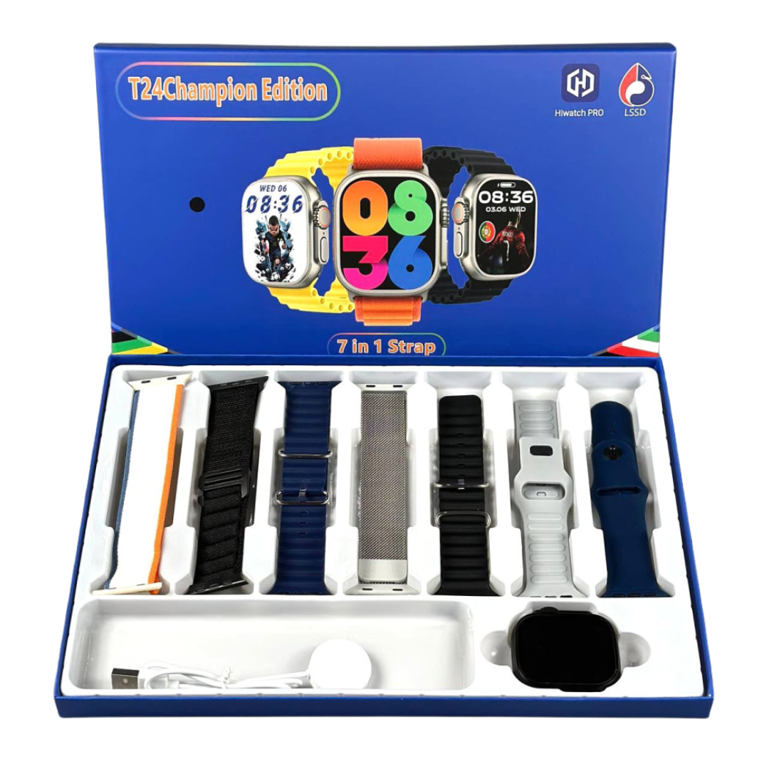Reloj Inteligente T24 Champion | GPS, Llamadas Bluetooth, Pantalla 2.09” HD y 7 Correas