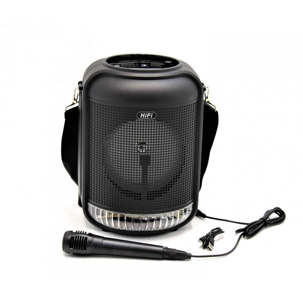 Parlante RX-6101 Bluetooth 5.0 TWS | 10W, Bocina 6.5" - Luces LED, USB/FM/AUX - Incluye Micrófono para Karaoke