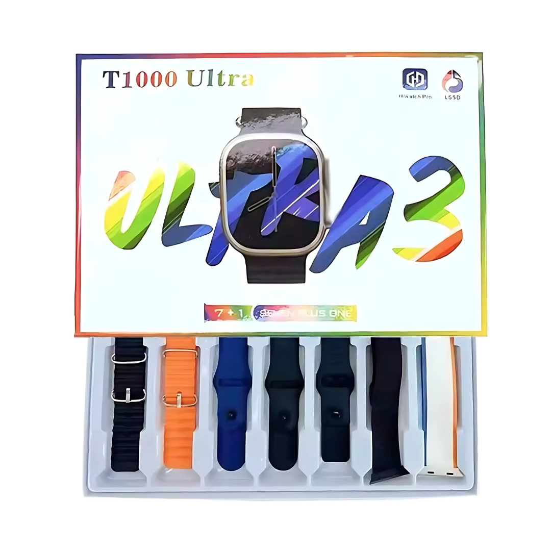 Smartwatch T1000 Ultra | Llamadas Bluetooth, Monitoreo de Salud 24/7 y 7 Correas Intercambiables